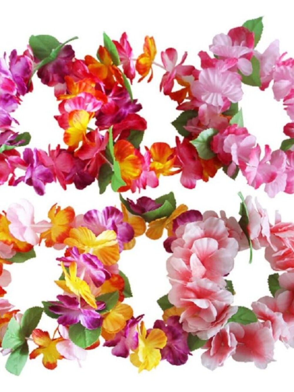 6PCS Hawaiian Wreaths Headband Tropical Luau Flower Headpiece Leis, Thicker Flor